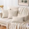 MIULEE Christmas White Corduroy Pillow Covers Pack of 2 Boho Decorative Spliced Throw Pillow Covers Soft Couch Pillowcases Cross Patchwork Textured Cushion Covers for Living Room Bed Sofa 18×18 inch(Beige)