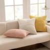 MIULEE Christmas White Corduroy Pillow Covers Pack of 2 Boho Decorative Spliced Throw Pillow Covers Soft Couch Pillowcases Cross Patchwork Textured Cushion Covers for Living Room Bed Sofa 18×18 inch(Golden Mustard)