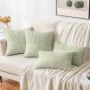 MIULEE Christmas White Corduroy Pillow Covers Pack of 2 Boho Decorative Spliced Throw Pillow Covers Soft Couch Pillowcases Cross Patchwork Textured Cushion Covers for Living Room Bed Sofa 18×18 inch(Light Green)