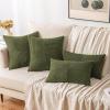 MIULEE Christmas White Corduroy Pillow Covers Pack of 2 Boho Decorative Spliced Throw Pillow Covers Soft Couch Pillowcases Cross Patchwork Textured Cushion Covers for Living Room Bed Sofa 18×18 inch(Olive Green)