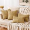MIULEE Christmas White Corduroy Pillow Covers Pack of 2 Boho Decorative Spliced Throw Pillow Covers Soft Couch Pillowcases Cross Patchwork Textured Cushion Covers for Living Room Bed Sofa 18×18 inch(Khaki)