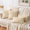 MIULEE Christmas White Corduroy Pillow Covers Pack of 2 Boho Decorative Spliced Throw Pillow Covers Soft Couch Pillowcases Cross Patchwork Textured Cushion Covers for Living Room Bed Sofa 18×18 inch(Cream)