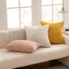 MIULEE Christmas White Corduroy Pillow Covers Pack of 2 Boho Decorative Spliced Throw Pillow Covers Soft Couch Pillowcases Cross Patchwork Textured Cushion Covers for Living Room Bed Sofa 18×18 inch(Mustard Yellow)