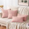 MIULEE Christmas White Corduroy Pillow Covers Pack of 2 Boho Decorative Spliced Throw Pillow Covers Soft Couch Pillowcases Cross Patchwork Textured Cushion Covers for Living Room Bed Sofa 18×18 inch(Pink)
