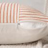 MIULEE Dark Green Patchwork Farmhouse Pillow Covers 18×18 Inch, Pack of 2 Striped Linen Decorative Modern Accent Pillow Cases for Sofa Couch Bedroom(Burnt Orange)