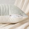 MIULEE Dark Green Patchwork Farmhouse Pillow Covers 18×18 Inch, Pack of 2 Striped Linen Decorative Modern Accent Pillow Cases for Sofa Couch Bedroom(Olive Green)