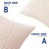 MIULEE Dark Green Patchwork Farmhouse Pillow Covers 18×18 Inch, Pack of 2 Striped Linen Decorative Modern Accent Pillow Cases for Sofa Couch Bedroom(Pink)