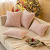 MIULEE Dark Green Patchwork Farmhouse Pillow Covers 18×18 Inch, Pack of 2 Striped Linen Decorative Modern Accent Pillow Cases for Sofa Couch Bedroom(Red)