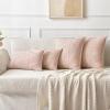 MIULEE Dark Green Patchwork Farmhouse Pillow Covers 18×18 Inch, Pack of 2 Striped Linen Decorative Modern Accent Pillow Cases for Sofa Couch Bedroom(Red)
