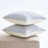 MIULEE Dark Green Patchwork Farmhouse Pillow Covers 18×18 Inch, Pack of 2 Striped Linen Decorative Modern Accent Pillow Cases for Sofa Couch Bedroom(Royal Blue)