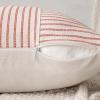 MIULEE Dark Green Patchwork Farmhouse Pillow Covers 18×18 Inch, Pack of 2 Striped Linen Decorative Modern Accent Pillow Cases for Sofa Couch Bedroom(Rust)
