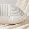 MIULEE Dark Green Patchwork Farmhouse Pillow Covers 18×18 Inch, Pack of 2 Striped Linen Decorative Modern Accent Pillow Cases for Sofa Couch Bedroom(Sage Green)