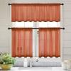 MIULEE Dark Green Sheer Curtains 36 inch Length 2 Panels Kitchen Window Curtains Over Sink, Christmas Short Small Tiers for Bathroom Cafe Linen Textured Light Filtering Half Curtain Rod Pocket Decor(Terracotta)