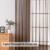 MIULEE Dark Green Sheer Curtains 36 inch Length 2 Panels Kitchen Window Curtains Over Sink, Christmas Short Small Tiers for Bathroom Cafe Linen Textured Light Filtering Half Curtain Rod Pocket Decor(Chocolate Brown)