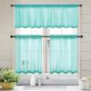 MIULEE Dark Green Sheer Curtains 36 inch Length 2 Panels Kitchen Window Curtains Over Sink, Christmas Short Small Tiers for Bathroom Cafe Linen Textured Light Filtering Half Curtain Rod Pocket Decor(Turquoise)