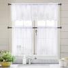MIULEE Dark Green Sheer Curtains 36 inch Length 2 Panels Kitchen Window Curtains Over Sink, Christmas Short Small Tiers for Bathroom Cafe Linen Textured Light Filtering Half Curtain Rod Pocket Decor(White)
