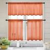 MIULEE Dark Green Sheer Curtains 36 inch Length 2 Panels Kitchen Window Curtains Over Sink, Christmas Short Small Tiers for Bathroom Cafe Linen Textured Light Filtering Half Curtain Rod Pocket Decor(Burnt Orange)