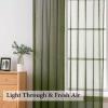 MIULEE Dark Green Sheer Curtains 36 inch Length 2 Panels Kitchen Window Curtains Over Sink, Christmas Short Small Tiers for Bathroom Cafe Linen Textured Light Filtering Half Curtain Rod Pocket Decor(Olive Green)