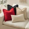 MIULEE Decorative Black Throw Pillow Covers 20×20 Inch Set of 2 Soft Cozy Boho Farmhouse Couch Pillow Covers with Tassels Chenille Accent Pillowcases for Spring Sofa Bed Living Room Home Decor(Black)
