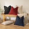 MIULEE Decorative Black Throw Pillow Covers 20×20 Inch Set of 2 Soft Cozy Boho Farmhouse Couch Pillow Covers with Tassels Chenille Accent Pillowcases for Spring Sofa Bed Living Room Home Decor(Navy Blue)