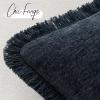 MIULEE Decorative Black Throw Pillow Covers 20×20 Inch Set of 2 Soft Cozy Boho Farmhouse Couch Pillow Covers with Tassels Chenille Accent Pillowcases for Spring Sofa Bed Living Room Home Decor(Navy Blue)