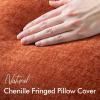 MIULEE Decorative Black Throw Pillow Covers 20×20 Inch Set of 2 Soft Cozy Boho Farmhouse Couch Pillow Covers with Tassels Chenille Accent Pillowcases for Spring Sofa Bed Living Room Home Decor(Burnt Orange)