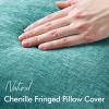 MIULEE Decorative Black Throw Pillow Covers 20×20 Inch Set of 2 Soft Cozy Boho Farmhouse Couch Pillow Covers with Tassels Chenille Accent Pillowcases for Spring Sofa Bed Living Room Home Decor(Teal)