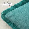 MIULEE Decorative Black Throw Pillow Covers 20×20 Inch Set of 2 Soft Cozy Boho Farmhouse Couch Pillow Covers with Tassels Chenille Accent Pillowcases for Spring Sofa Bed Living Room Home Decor(Teal)