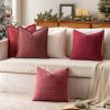 MIULEE Decorative Burlap Linen Throw Pillows Covers 18×18 Inch Christmas Olive Green Spring Vintage Couch Pillow Covers Modern Farmhouse Pillowcase Woven Textured Cushion Cases for Sofa Bed Livingroom(Wine Red)