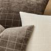 MIULEE Decorative Chenille Check Throw Pillow Covers Vintage Plaid Couch Pillows 16×16 Inch Set of 2 Neutral Boho Farmhouse Cushion Covers Modern Home Decor for Sofa Bed Living Room Taupe Grey