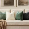 MIULEE Decorative Chenille Check Throw Pillow Covers Vintage Plaid Couch Pillows 18×18 Inch Set of 2 Neutral Boho Farmhouse Cushion Covers Modern Home Decor for Sofa Bed Living Room Brown(Sage)