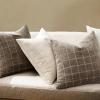 MIULEE Decorative Chenille Check Throw Pillow Covers Vintage Plaid Couch Pillows 18×18 Inch Set of 2 Neutral Boho Farmhouse Cushion Covers Modern Home Decor for Sofa Bed Living Room Brown(Taupe Grey)
