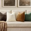 MIULEE Decorative Chenille Check Throw Pillow Covers Vintage Plaid Couch Pillows 18×18 Inch Set of 2 Neutral Boho Farmhouse Cushion Covers Modern Home Decor for Sofa Bed Living Room Brown(Moss Green)