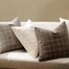 MIULEE Decorative Chenille Check Throw Pillow Covers Vintage Plaid Couch Pillows 18×18 Inch Set of 2 Neutral Boho Farmhouse Cushion Covers Modern Home Decor for Sofa Bed Living Room Brown(Brown)