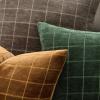MIULEE Decorative Chenille Check Throw Pillow Covers Vintage Plaid Couch Pillows 18×18 Inch Set of 2 Neutral Boho Farmhouse Cushion Covers Modern Home Decor for Sofa Bed Living Room Brown(Moss Green)