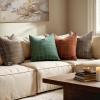 MIULEE Decorative Chenille Check Throw Pillow Covers Vintage Plaid Couch Pillows 18×18 Inch Set of 2 Neutral Boho Farmhouse Cushion Covers Modern Home Decor for Sofa Bed Living Room Brown(Burnt Orange)