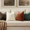 MIULEE Decorative Chenille Check Throw Pillow Covers Vintage Plaid Couch Pillows 18×18 Inch Set of 2 Neutral Boho Farmhouse Cushion Covers Modern Home Decor for Sofa Bed Living Room Brown(Burnt Orange)