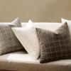 MIULEE Decorative Chenille Check Throw Pillow Covers Vintage Plaid Couch Pillows 18×18 Inch Set of 2 Neutral Boho Farmhouse Cushion Covers Modern Home Decor for Sofa Bed Living Room Brown(Cream)