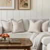 MIULEE Decorative Couch Pillow Covers Neutral Linen Fringe Throw Pillows Set of 4 Soft Rustic Cushions Boho Farmhouse Pillowcases for Bed Sofa Living Room Home Decor 18×18 Inch Beige/Brown/Green(Neutral Beige)