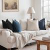 MIULEE Decorative Couch Pillow Covers Neutral Linen Fringe Throw Pillows Set of 4 Soft Rustic Cushions Boho Farmhouse Pillowcases for Bed Sofa Living Room Home Decor 18×18 Inch Beige/Brown/Green(Coastal Blue)