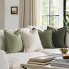 MIULEE Decorative Couch Pillow Covers Neutral Linen Fringe Throw Pillows Set of 4 Soft Rustic Cushions Boho Farmhouse Pillowcases for Bed Sofa Living Room Home Decor 18×18 Inch Beige/Brown/Green(Sage Green)