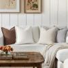 MIULEE Decorative Couch Pillow Covers Neutral Linen Fringe Throw Pillows Set of 4 Soft Rustic Cushions Boho Farmhouse Pillowcases for Bed Sofa Living Room Home Decor 18×18 Inch Beige/Brown/Green(Neutral)