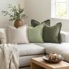 MIULEE Decorative Couch Pillow Covers Neutral Linen Fringe Throw Pillows Set of 4 Soft Rustic Cushions Boho Farmhouse Pillowcases for Bed Sofa Living Room Home Decor 18×18 Inch Beige/Brown/Green(Sage Green)