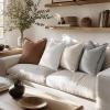 MIULEE Decorative Couch Pillow Covers Neutral Linen Fringe Throw Pillows Set of 4 Soft Rustic Cushions Boho Farmhouse Pillowcases for Bed Sofa Living Room Home Decor 18×18 Inch Beige/Brown/Green(Neutral)