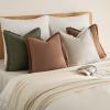 MIULEE Decorative Couch Pillow Covers Neutral Linen Fringe Throw Pillows Set of 4 Soft Rustic Cushions Boho Farmhouse Pillowcases for Bed Sofa Living Room Home Decor 18×18 Inch Beige/Brown/Green(Brown Green)