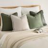 MIULEE Decorative Couch Pillow Covers Neutral Linen Fringe Throw Pillows Set of 4 Soft Rustic Cushions Boho Farmhouse Pillowcases for Bed Sofa Living Room Home Decor 18×18 Inch Beige/Brown/Green(Sage Green)