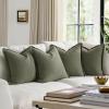 MIULEE Decorative Couch Pillow Covers Neutral Linen Fringe Throw Pillows Set of 4 Soft Rustic Cushions Boho Farmhouse Pillowcases for Bed Sofa Living Room Home Decor 18×18 Inch Beige/Brown/Green(Olive Green)