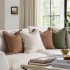 MIULEE Decorative Couch Pillow Covers Neutral Linen Fringe Throw Pillows Set of 4 Soft Rustic Cushions Boho Farmhouse Pillowcases for Bed Sofa Living Room Home Decor 18×18 Inch Beige/Brown/Green(Brown Green)