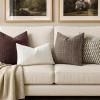 MIULEE Decorative Linen Check Throw Pillow Covers Neutral Farmhouse Vintage Christmas Pillow Covers 20×20 Set of 2 Boho Modern Home Decor for Sofa Couch Bedroom Cushion Dark Olive Green(Dark Brown)
