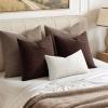 MIULEE Decorative Linen Check Throw Pillow Covers Neutral Farmhouse Vintage Christmas Pillow Covers 20×20 Set of 2 Boho Modern Home Decor for Sofa Couch Bedroom Cushion Dark Olive Green(Dark Brown)